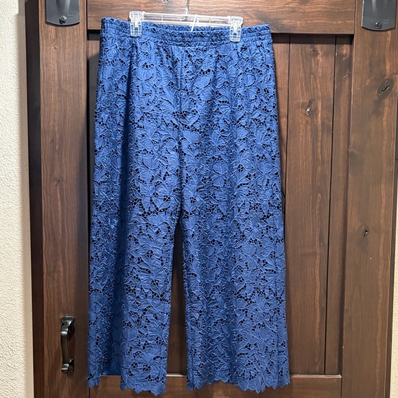Johnny Was Blue Lace Wide Leg Pants